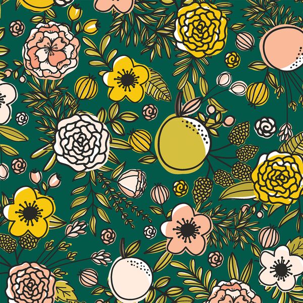 Bold Floral in Dark Clover