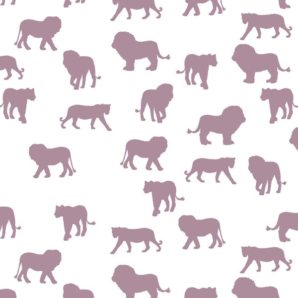 Lion Silhouette in Celestial on White