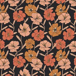 Poppy Floral in Dark Charcoal Gray