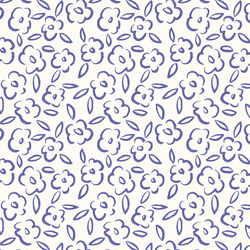 Painted Bloom in Periwinkle on Ivory