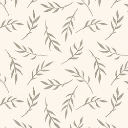 Leaves in Olive on Cream