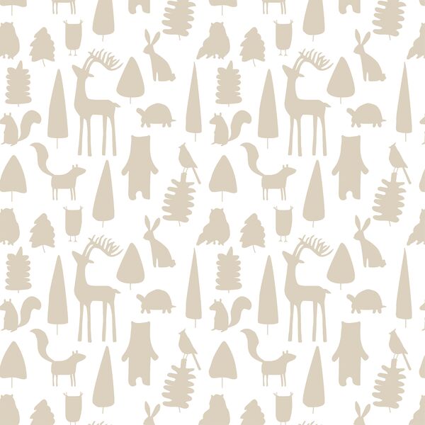 Woodland Animals in White
