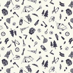 Camping Supplies Silhouette in Maritime Navy