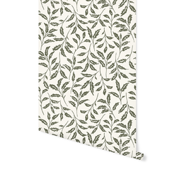 Valley Leaf in Deep Olive on Cream