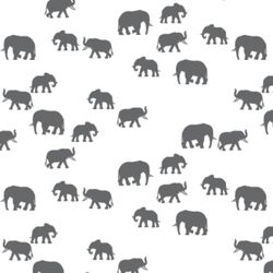 Elephant Silhouette in Charcoal on White