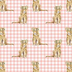 Little Girl Cub on Gingham Check in Pink Peach