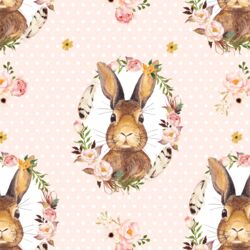 Bunny Love on Polka Dots in Pale Peach