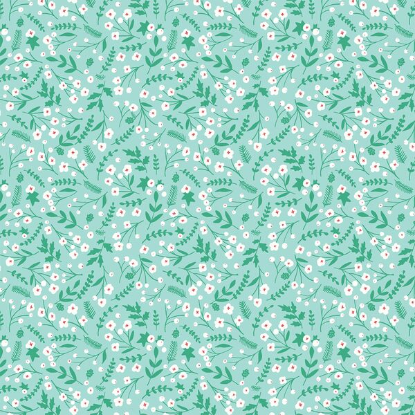 Winter Floral in Peaceful Aqua