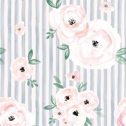 Blush Roses in Beach Blue Stripe