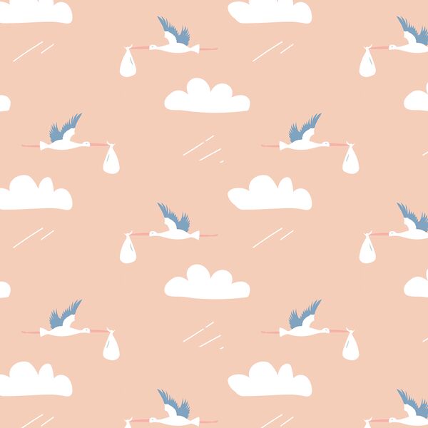 Storks in Peach