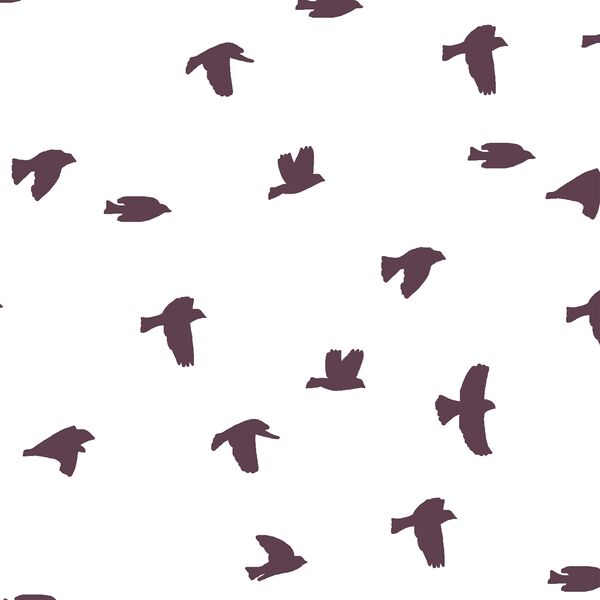 Flock Silhouette in Raisin on White