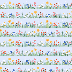 Flower Rows in Cloud Blue