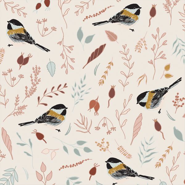 Chickadees in Natural Ivory