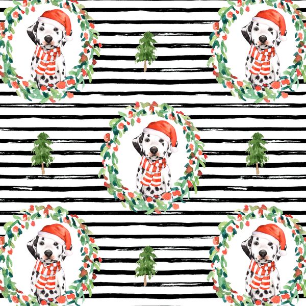 Small Holiday Wreath in Black Stripes