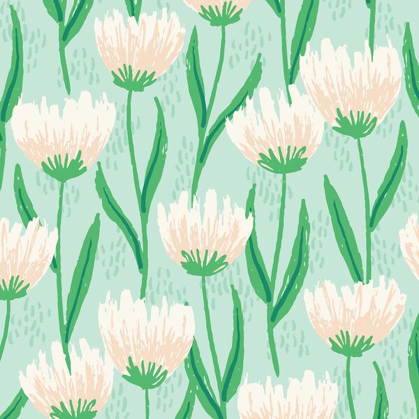 Large Tulip Garden in Blue Skies