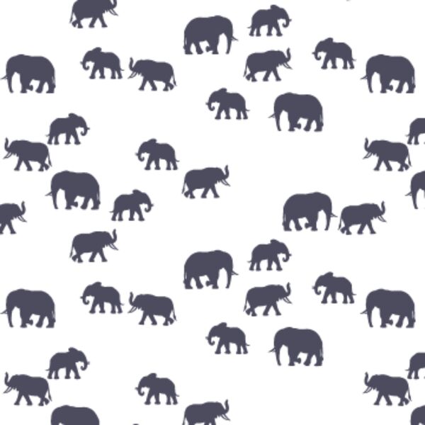 Elephant Silhouette in Ink on White