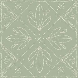 Large Dotted Tile in Cream on Sage Green