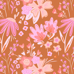 Large Blissful Floral in Burnt Orange