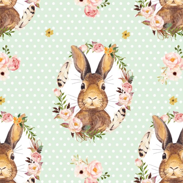 Bunny Love on Polka Dots in Soft Moss
