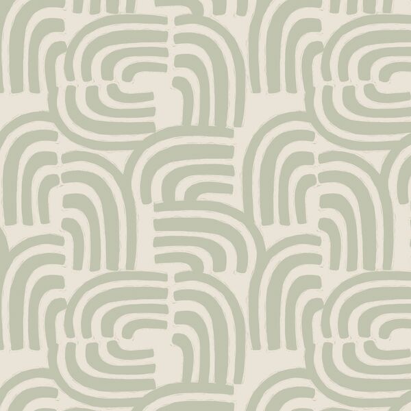 Painted Arches in Sage on Cream