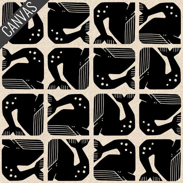 Grumpy Whale Canvas in Night Sky Unbleached