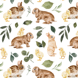 Bunnies and Chicks in Greenery