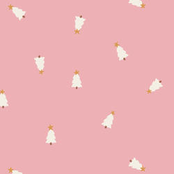 Tiny Tossed Christmas Trees in Candy Pink