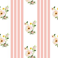 Floral Stripes in Pink Peach