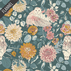 Owl Things Floral Flannel in Willow