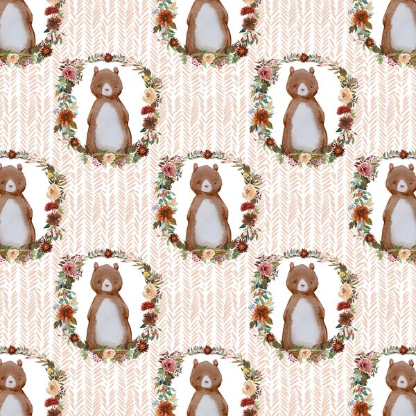 Small Woodland Bear in Shell Herringbone