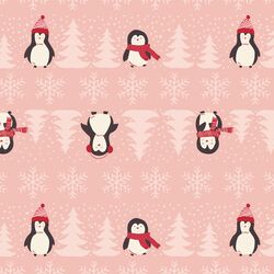 Winter Penguins in Sweet Pink