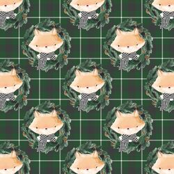 Little Fox on Tartan Plaid in Cedar Green