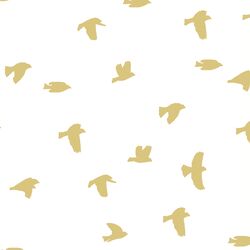 Flock Silhouette in Honey on White