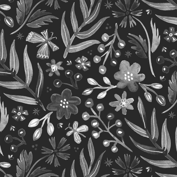 Large Flutter Floral in Ebony