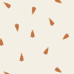Tiny Tossed Christmas Trees in Burnt Caramel on Vanilla