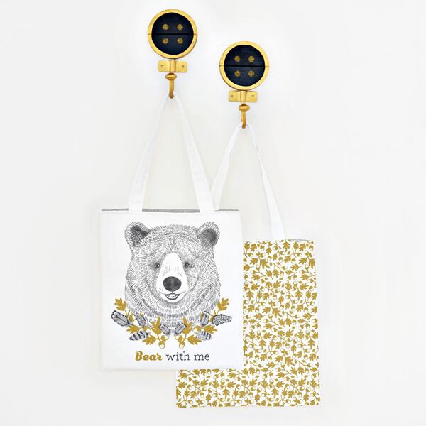 Bear with Me Tote Panel in Onyx and Gold