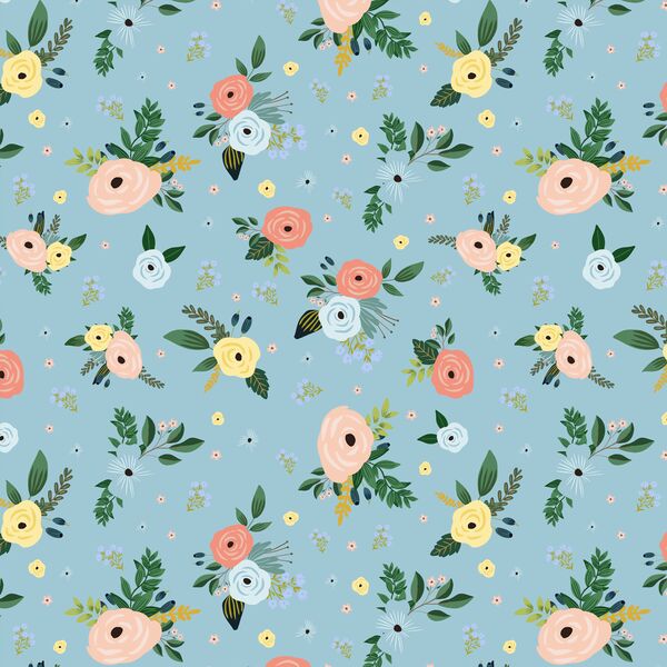 Large Harbour Florals in Blue