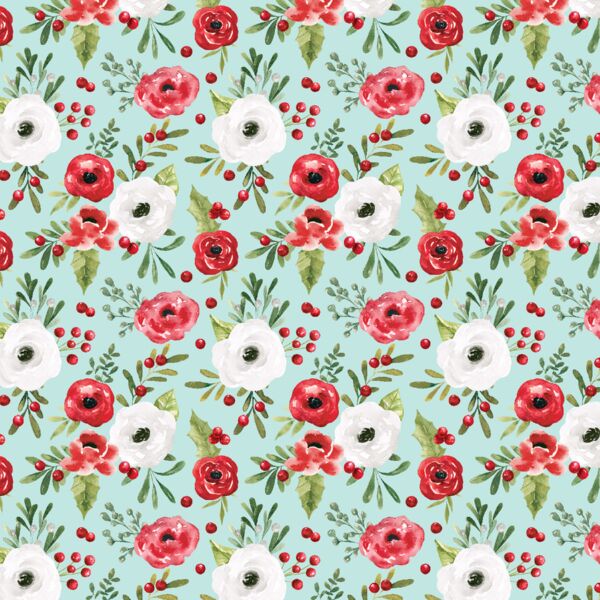 Little Winter Roses in Aqua