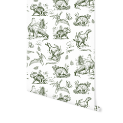 Dinoland in Olive Green on White