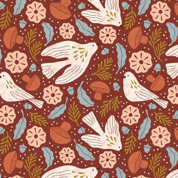 Birds in Dark Red