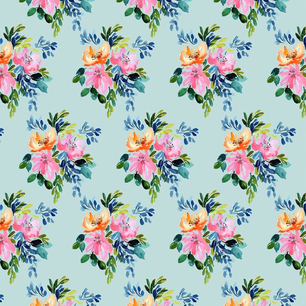 Tropical Bouquet in Glacier Blue