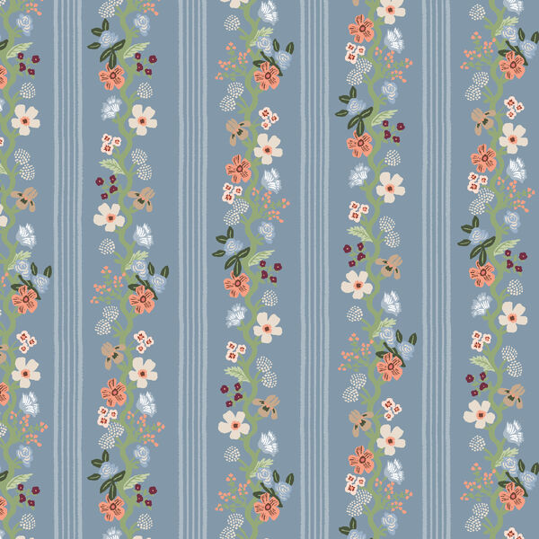 Floral Trellis Stripe in Slate
