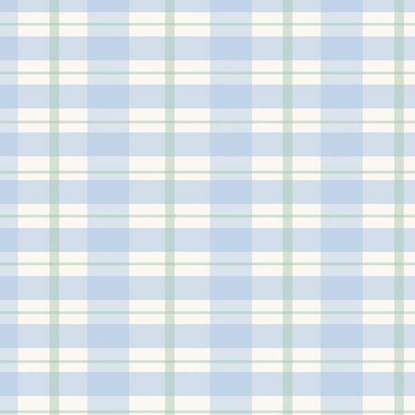 Party Plaid in Blue and Green on Ivory