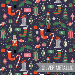 Deck the Halls in Navy Metallic