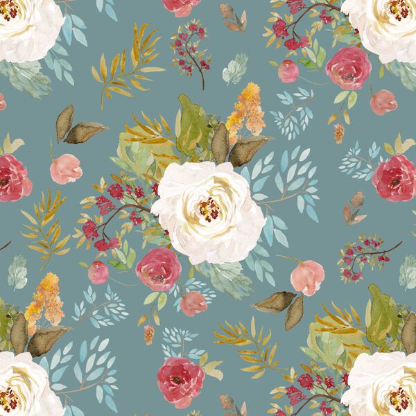 Rustic Blooms in Rainy Blue