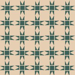 Pieced Christmas Stars in Pine Green on Custard