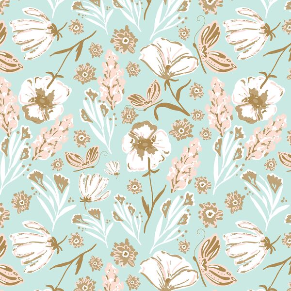 Butterfly Field in Light Mint
