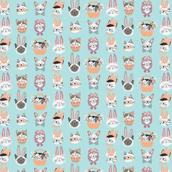 Little Easter Cats in Aqua