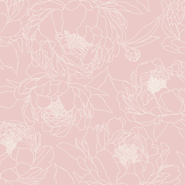 Large Sketched Garden in Blush