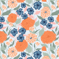 Bright Garden in Sky Blue